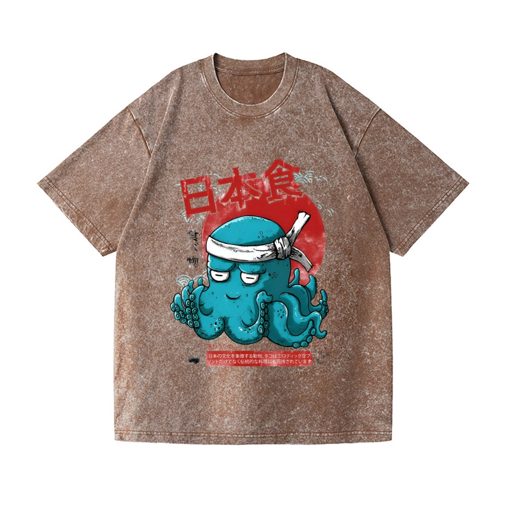 Octopus Vintage Wash Japanese Design T-Shirt