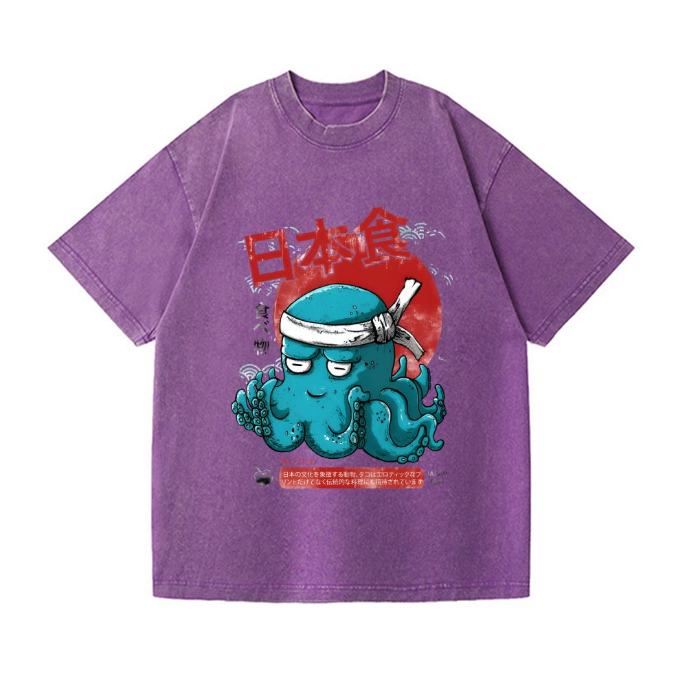 Octopus Vintage Wash Japanese Design T-Shirt