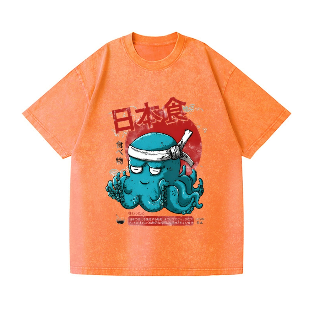 Octopus Vintage Wash Japanese Design T-Shirt