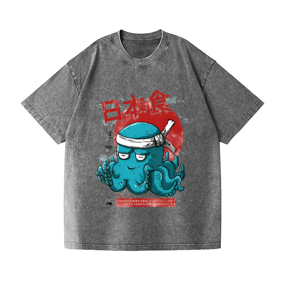 Octopus Vintage Wash Japanese Design T-Shirt