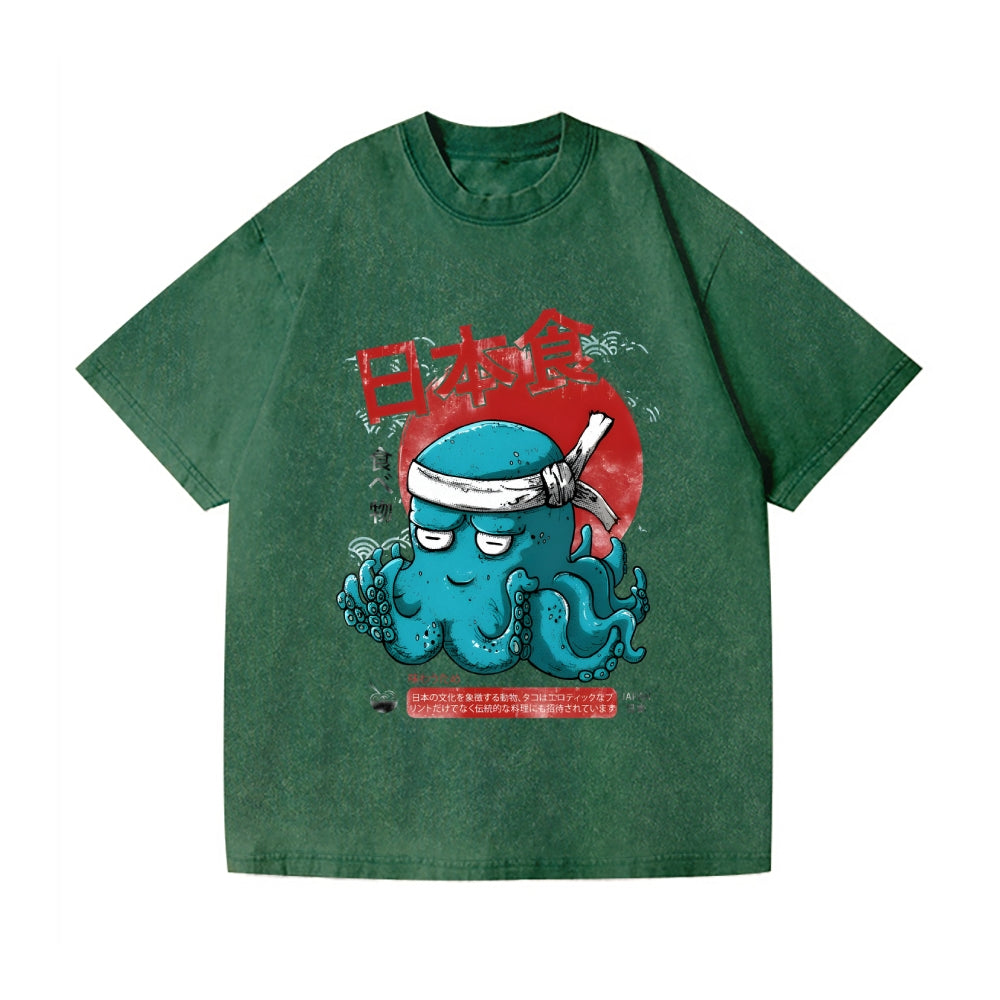 Octopus Vintage Wash Japanese Design T-Shirt