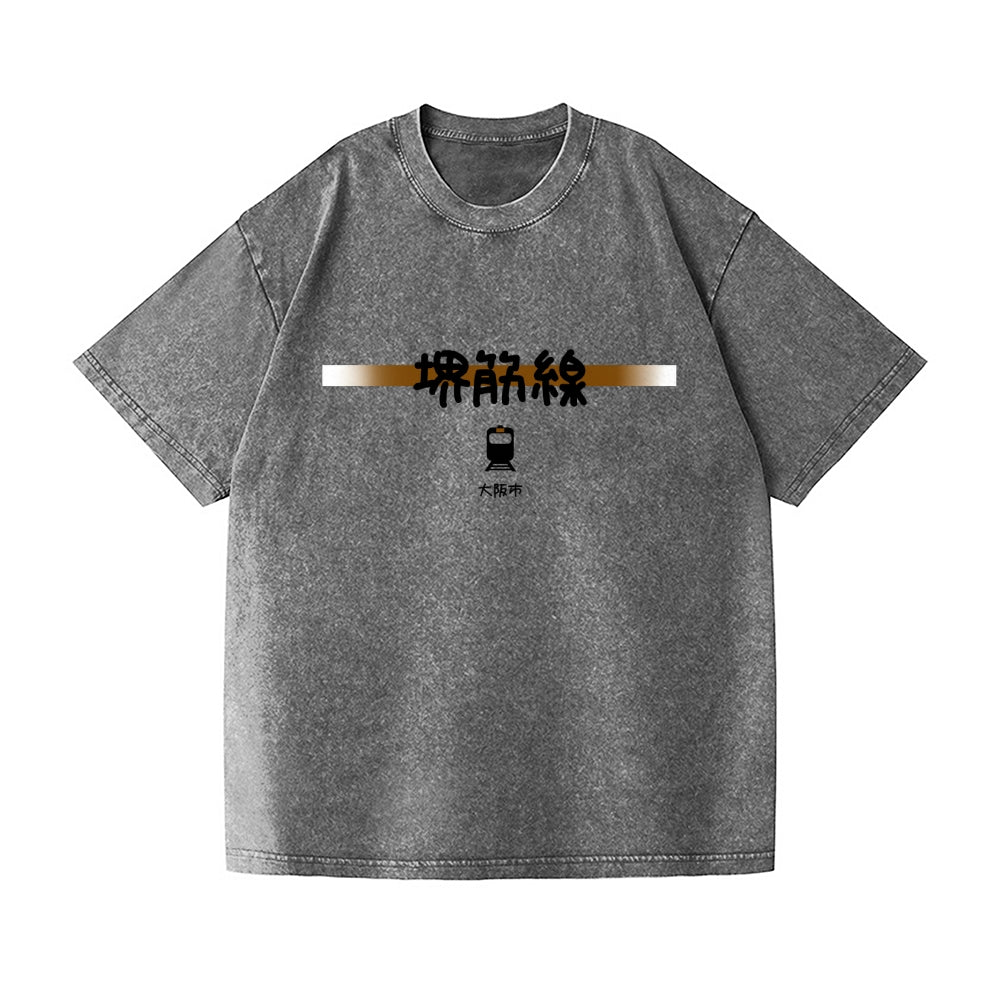 Osaka Sakaisuji Line Vintage Wash Japanese Design T-Shirt