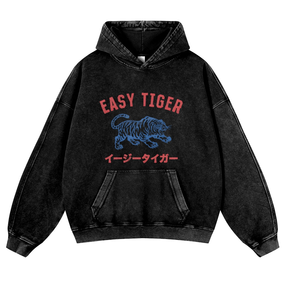 Tiger Vintage Washed Thick Cotton Hoodie