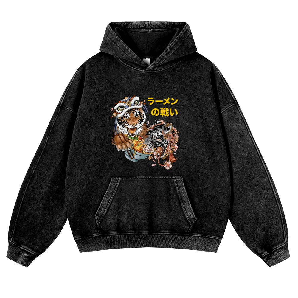 Tiger Vintage Washed Thick Cotton Hoodie