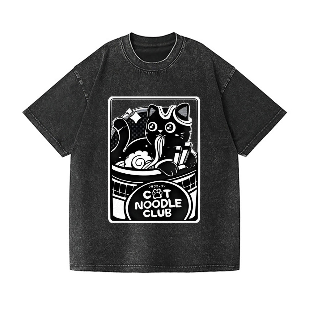 Cat Noodle Club Vintage Wash Japanese Design T-Shirt