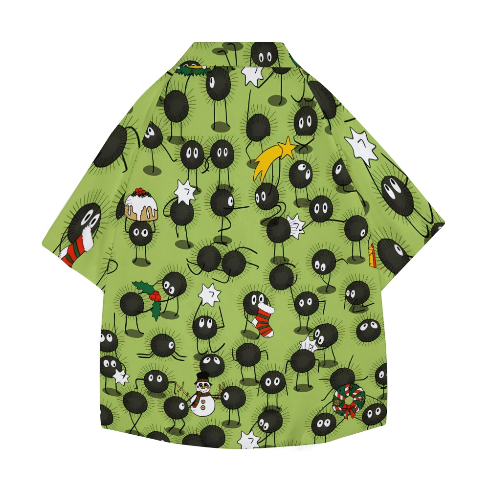 Christmas Ghibli Soot Sprites Japanese Style Camp Shirt