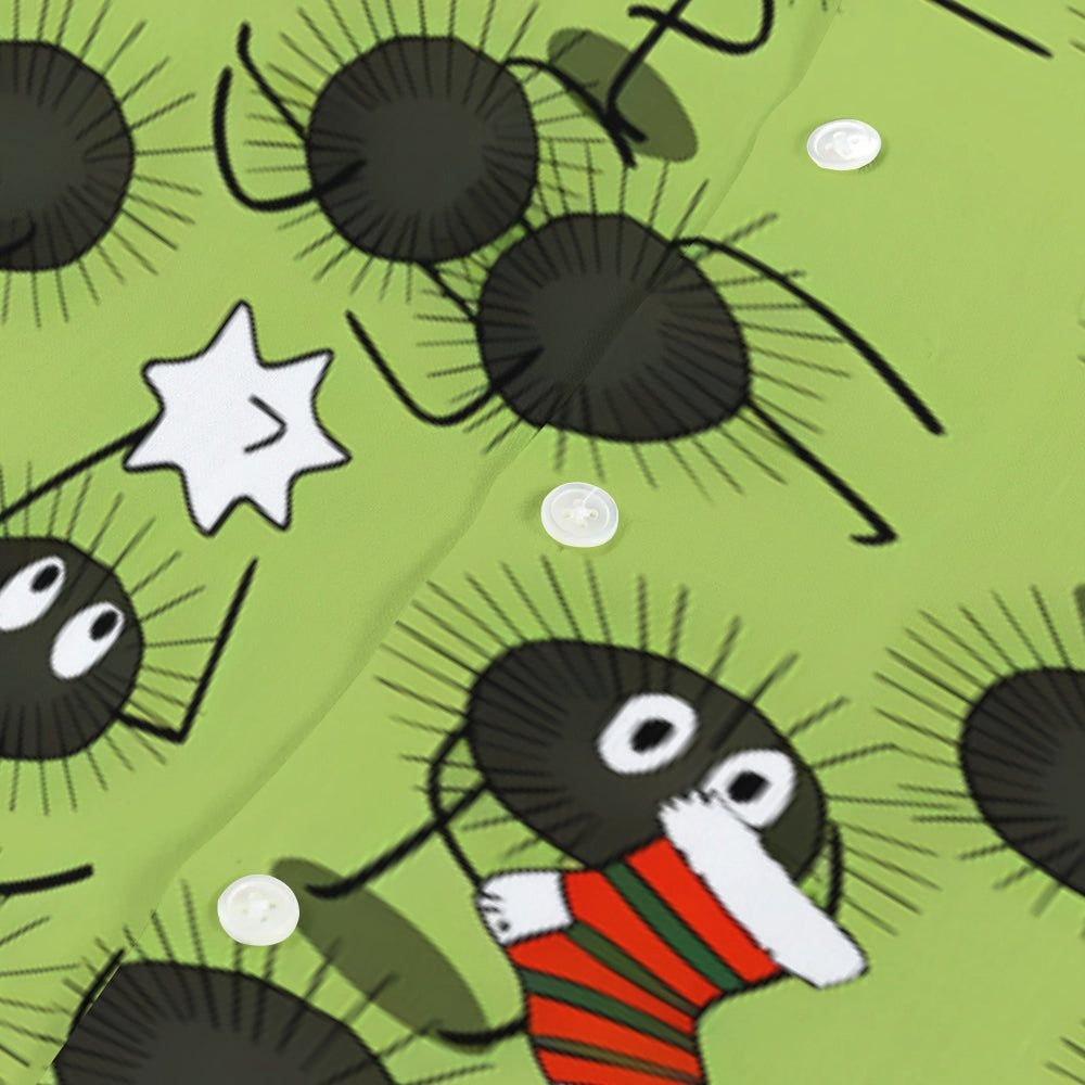 Christmas Ghibli Soot Sprites Japanese Style Camp Shirt