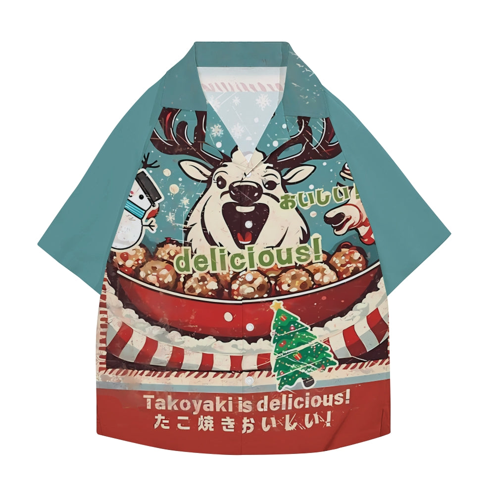 Christmas Reindeer Japanese Style Camp Shirt