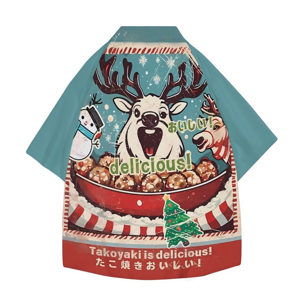Christmas Reindeer Japanese Style Camp Shirt