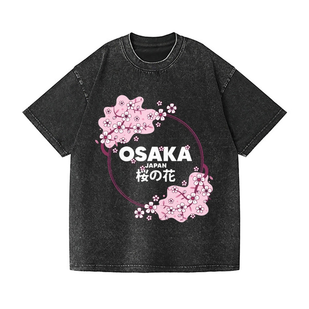 Osaka Sakura Blossom Vintage Wash Japanese Design T-Shirt