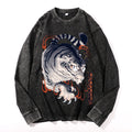 Japanese Tiger Vintage Cotton Wash Crewneck Long-Sleeve T-Shirt