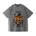 Halloween Pumpkin Shibuya Vintage Wash Japanese Design T-Shirt