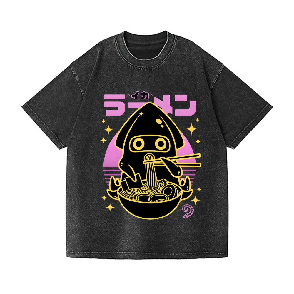 Squid Ramen Vintage Wash Japanese Design T-Shirt
