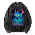 Fantasy Tiger Vintage Cotton Wash Crewneck Long-Sleeve T-Shirt