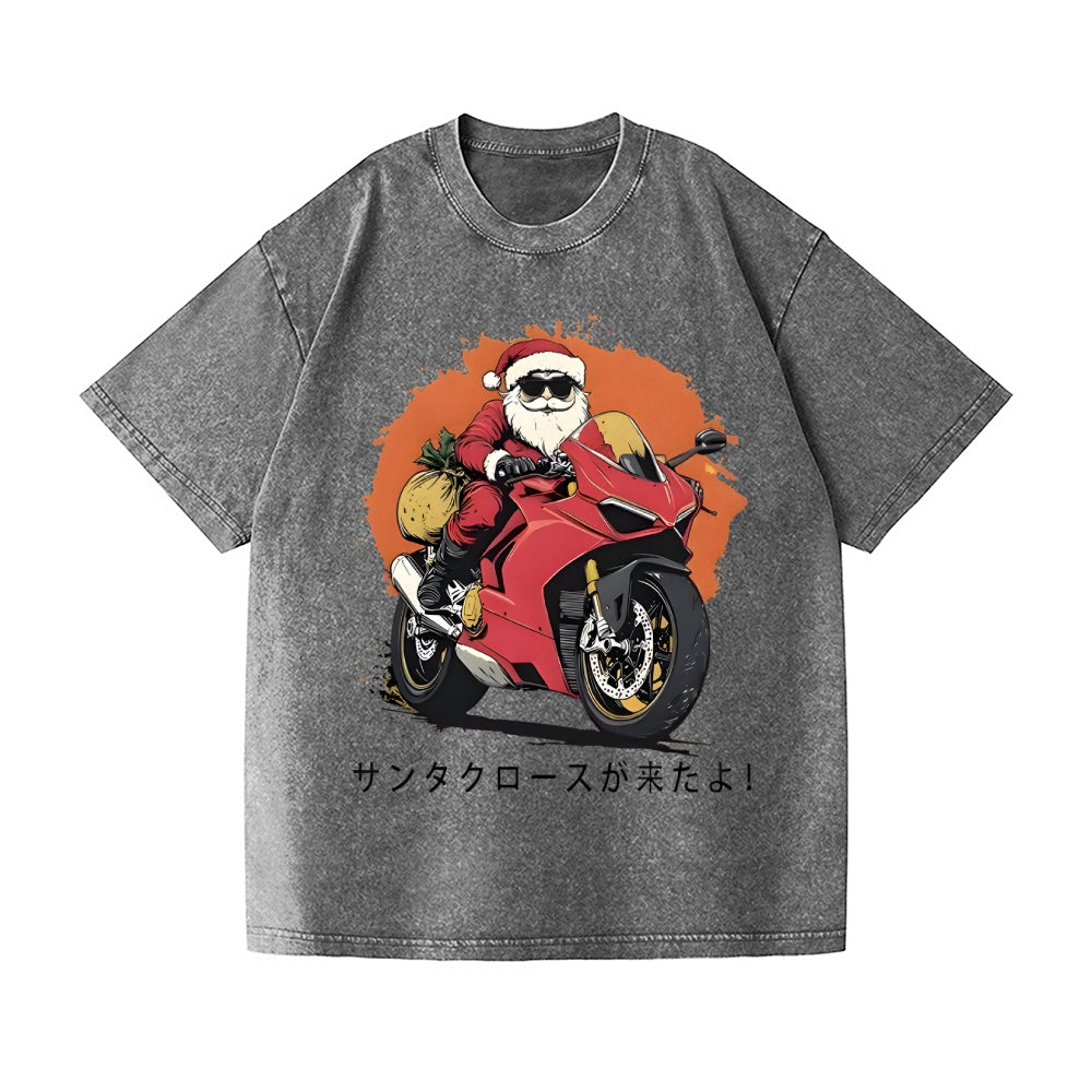 Motorcycle Christmas Vintage Wash Japanese Design T-Shirt