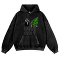 Christmas Naughty Cat Vintage Washed Thick Cotton Hoodie