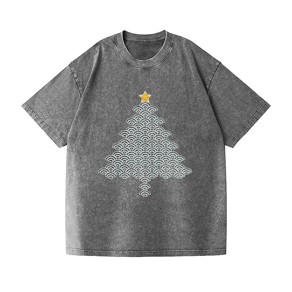 Merry Christmas Tree Vintage Wash Japanese Design T-Shirt