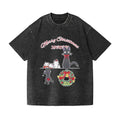 Ghibli Cat Merry Christmas Tree Vintage Wash Japanese Design T-Shirt