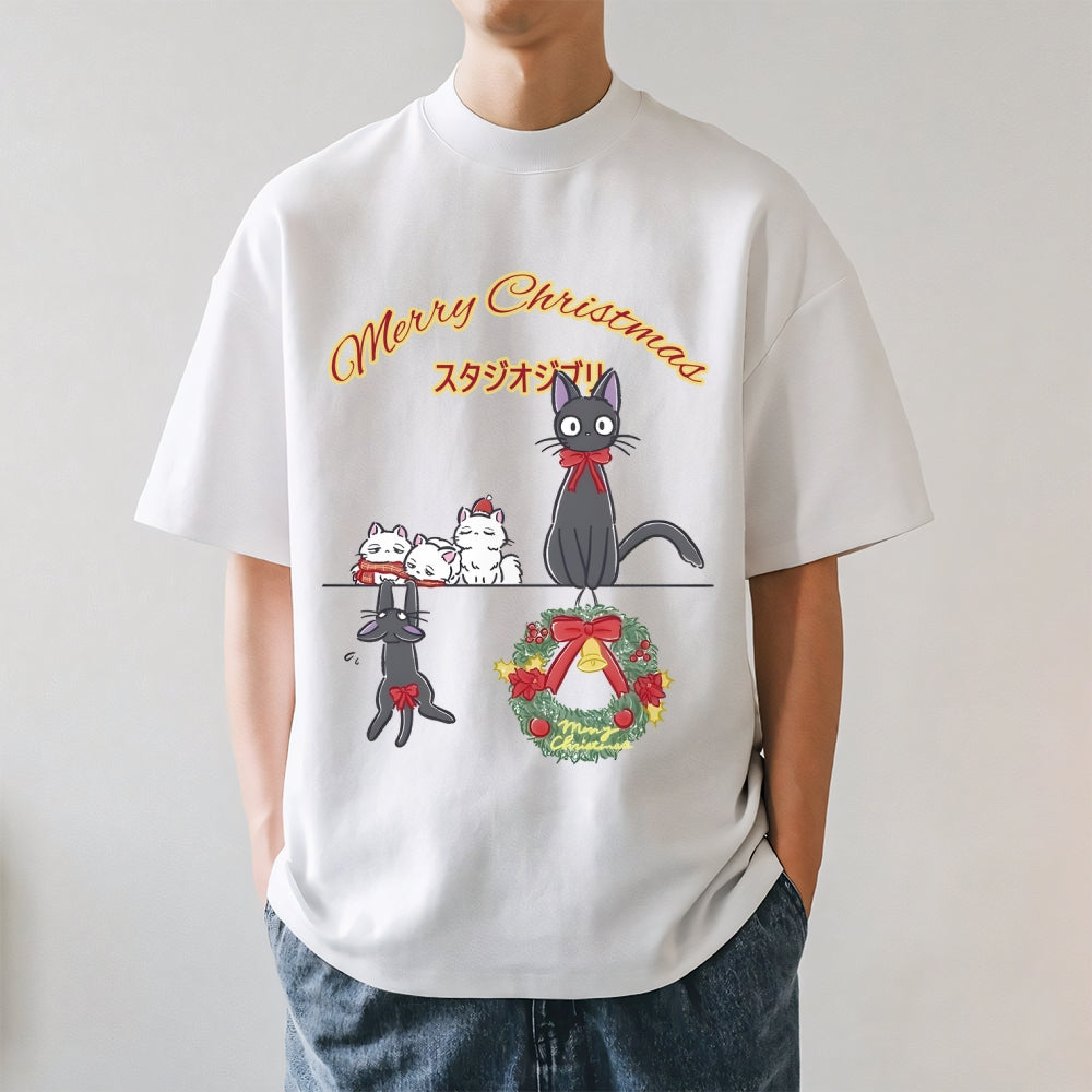 Ghibli Cat Merry Christmas Tree Japanese Style Classic Tee