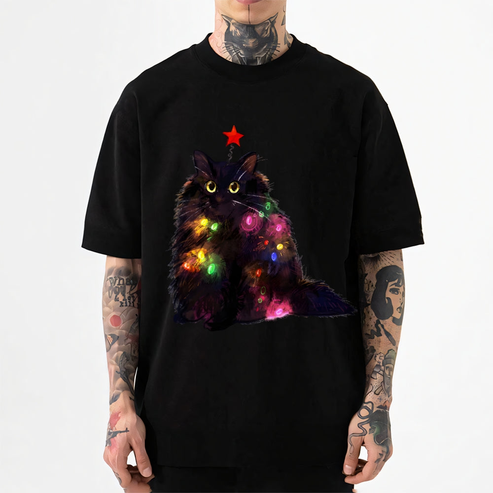 Christmas Lights Cat Japanese Style Classic Tee