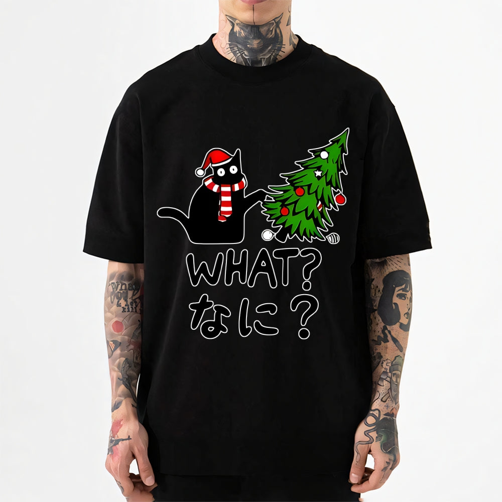 Christmas Naughty Cat Japanese Style Classic Tee