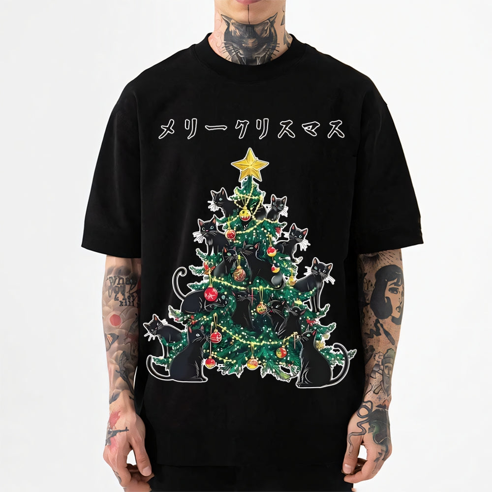 Christmas Tree Full Of Cats Japanese Style Classic Tee