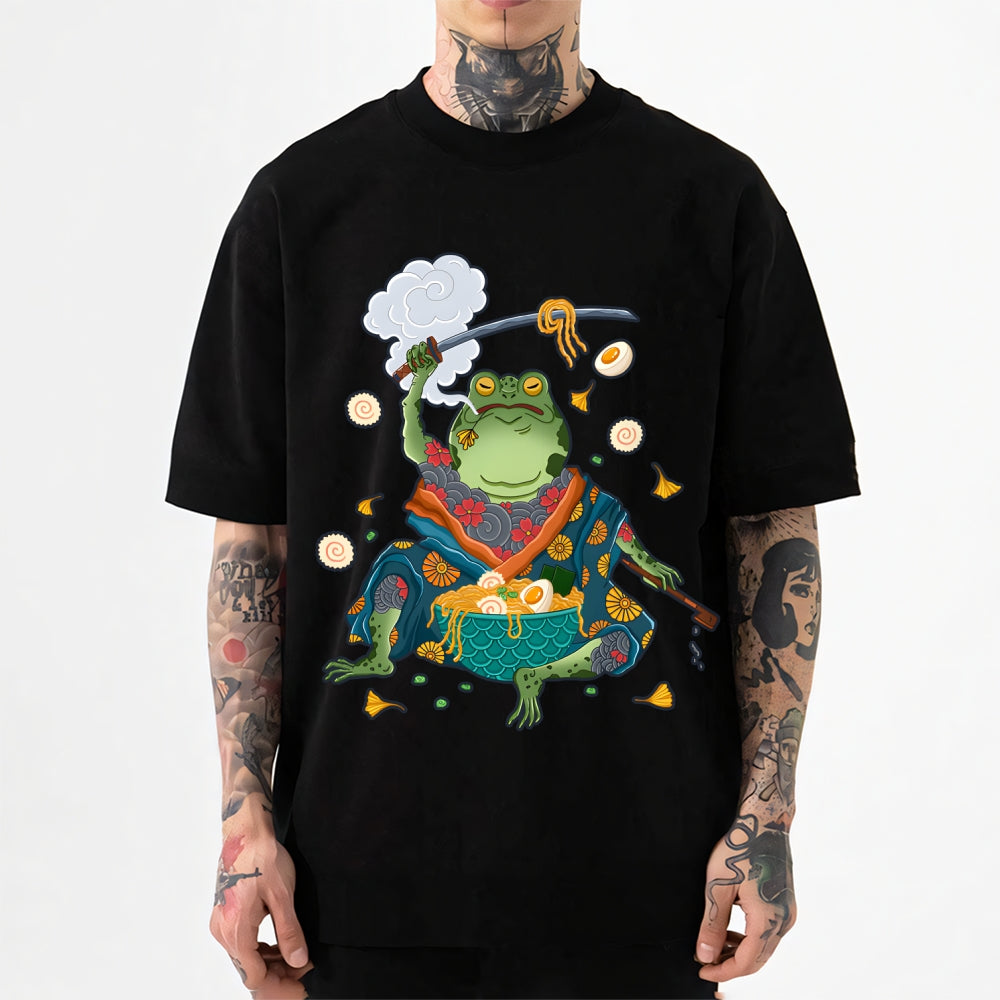 Frog Samurai Eat Ramen Japanese Style Classic Tee
