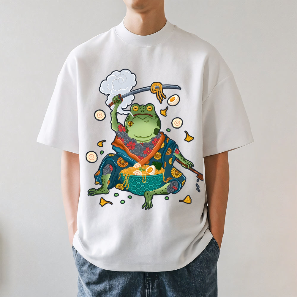 Frog Samurai Eat Ramen Japanese Style Classic Tee