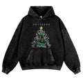 Christmas Tree Full Of Cats Vintage Washed Thick Cotton Hoodie