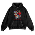 Cat Riding a Dinosaur Christmas Vintage Washed Thick Cotton Hoodie