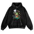 Frog Samurai Eat Ramen Vintage Washed Thick Cotton Hoodie