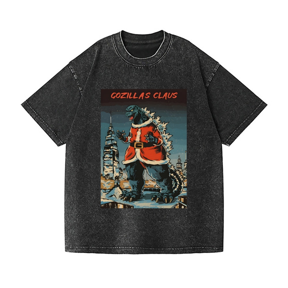 Christmas Santa Kaiju Vintage Wash Japanese Design T-Shirt