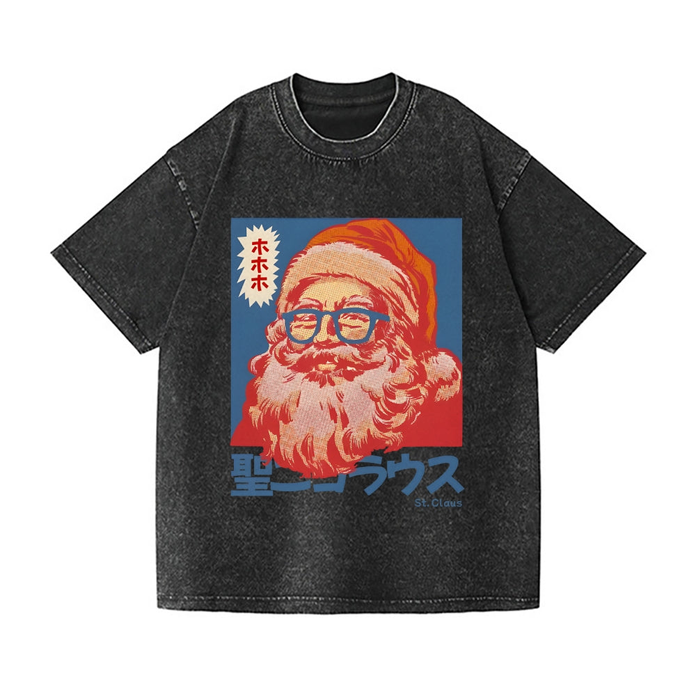 Christmas Santa Claus Vintage Wash Japanese Design T-Shirt