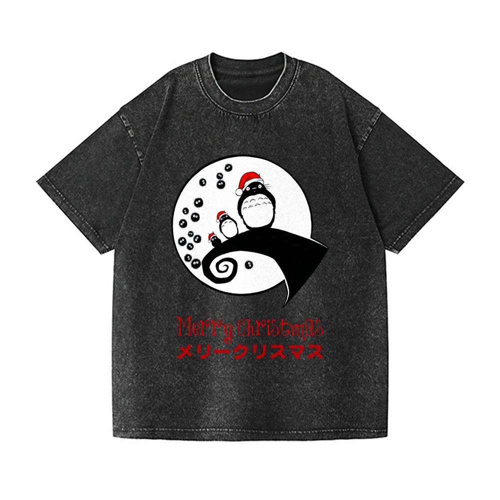 Christmas Totoro Ghibli Vintage Wash Japanese Design T-Shirt