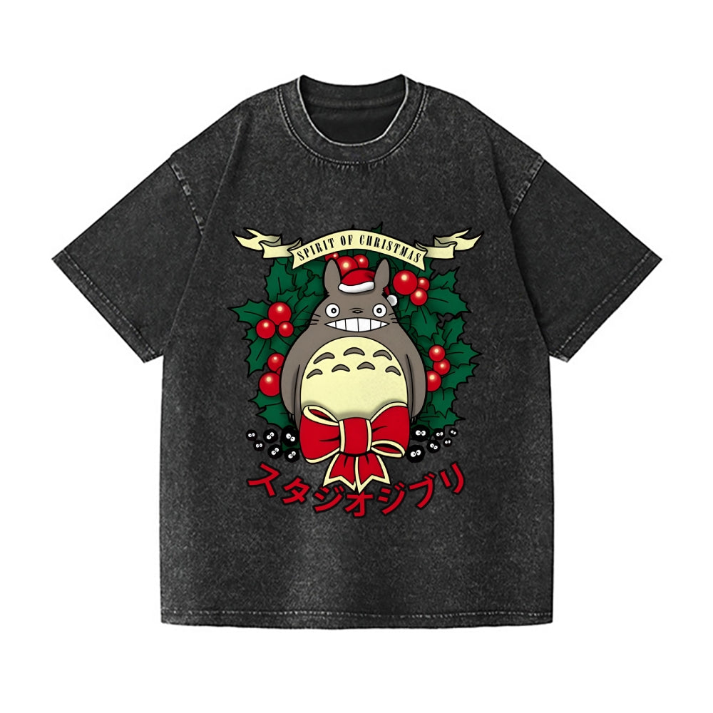 Christmas Totoro Ghibli Vintage Wash Japanese Design T-Shirt