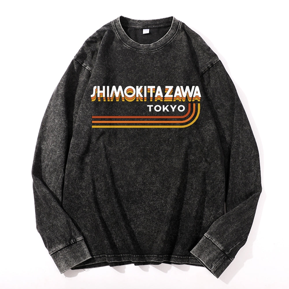 Shimokitazawa Vintage Cotton Wash Crewneck Long-Sleeve T-Shirt