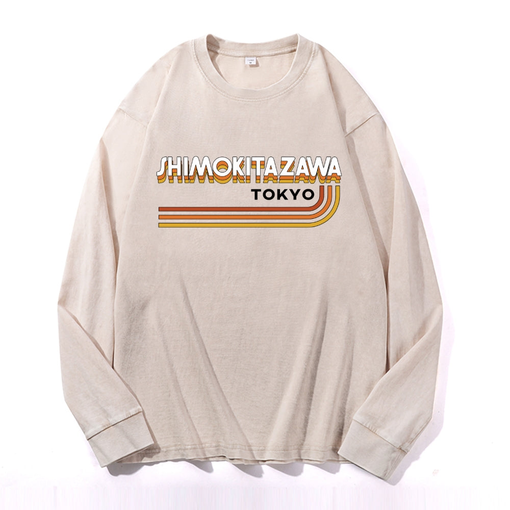 Shimokitazawa Vintage Cotton Wash Crewneck Long-Sleeve T-Shirt