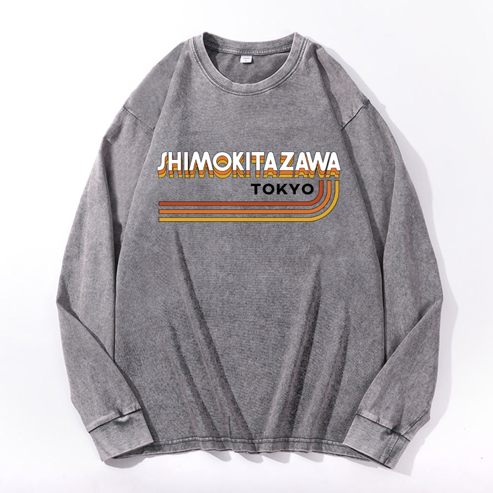 Shimokitazawa Vintage Cotton Wash Crewneck Long-Sleeve T-Shirt