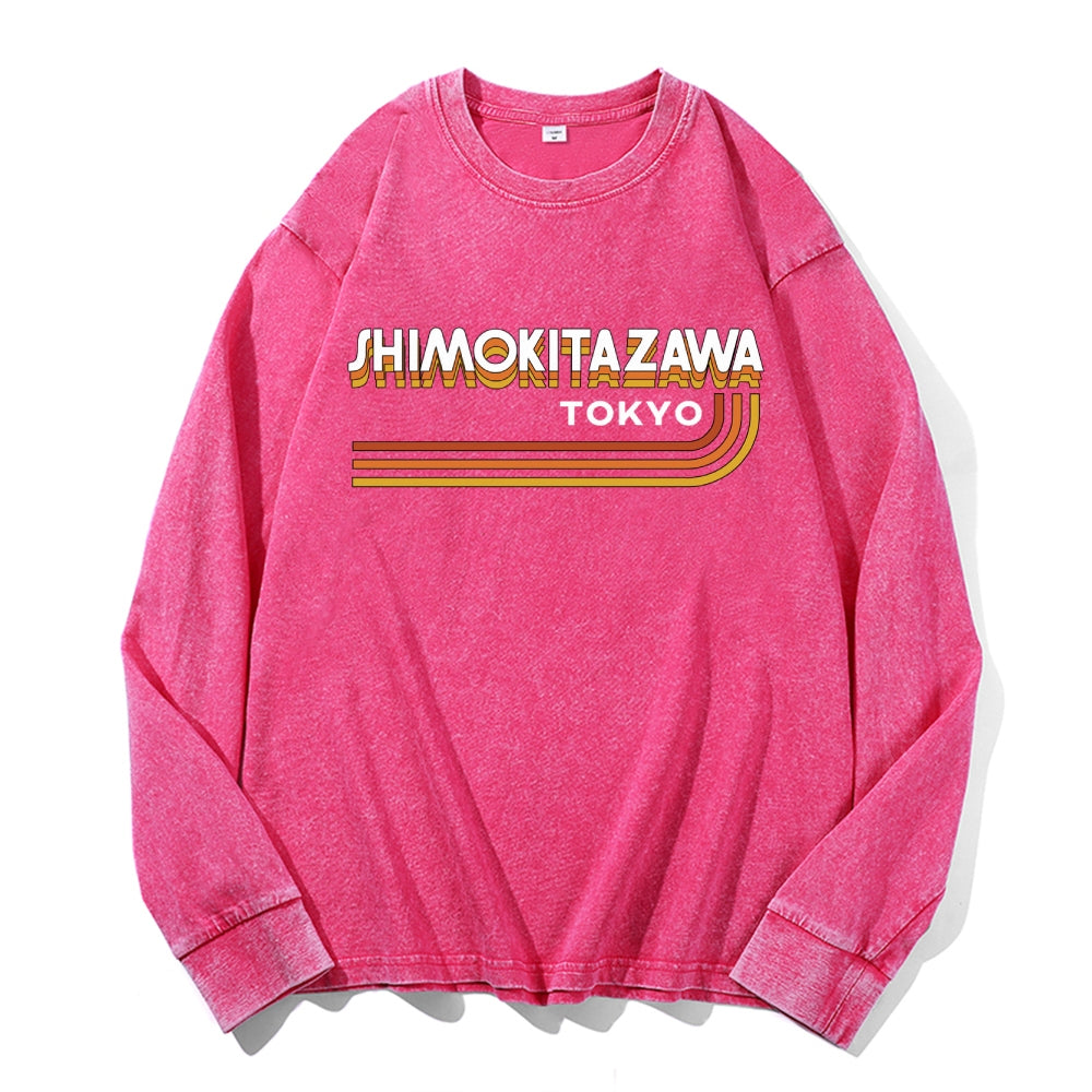 Shimokitazawa Vintage Cotton Wash Crewneck Long-Sleeve T-Shirt