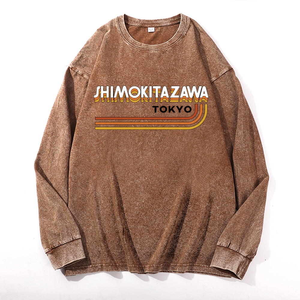 Shimokitazawa Vintage Cotton Wash Crewneck Long-Sleeve T-Shirt