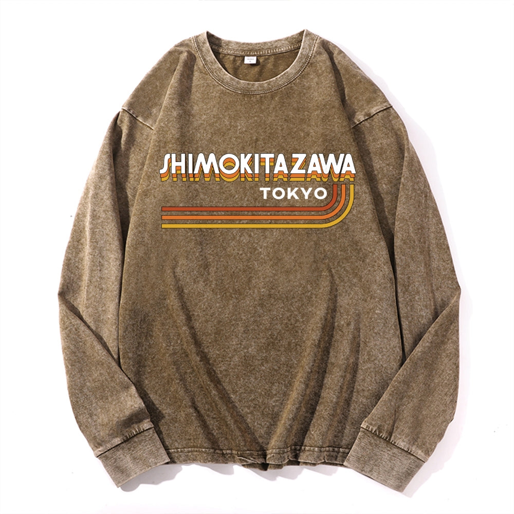 Shimokitazawa Vintage Cotton Wash Crewneck Long-Sleeve T-Shirt