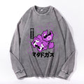 Gas Monster Vintage Cotton Wash Crewneck Long-Sleeve T-Shirt