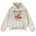 Cat Ramen Vintage Washed Thick Cotton Hoodie