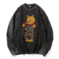 Tattoo Bear Vintage Cotton Wash Crewneck Long-Sleeve T-Shirt