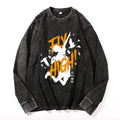 Haikyu Vintage Cotton Wash Crewneck Long-Sleeve T-Shirt