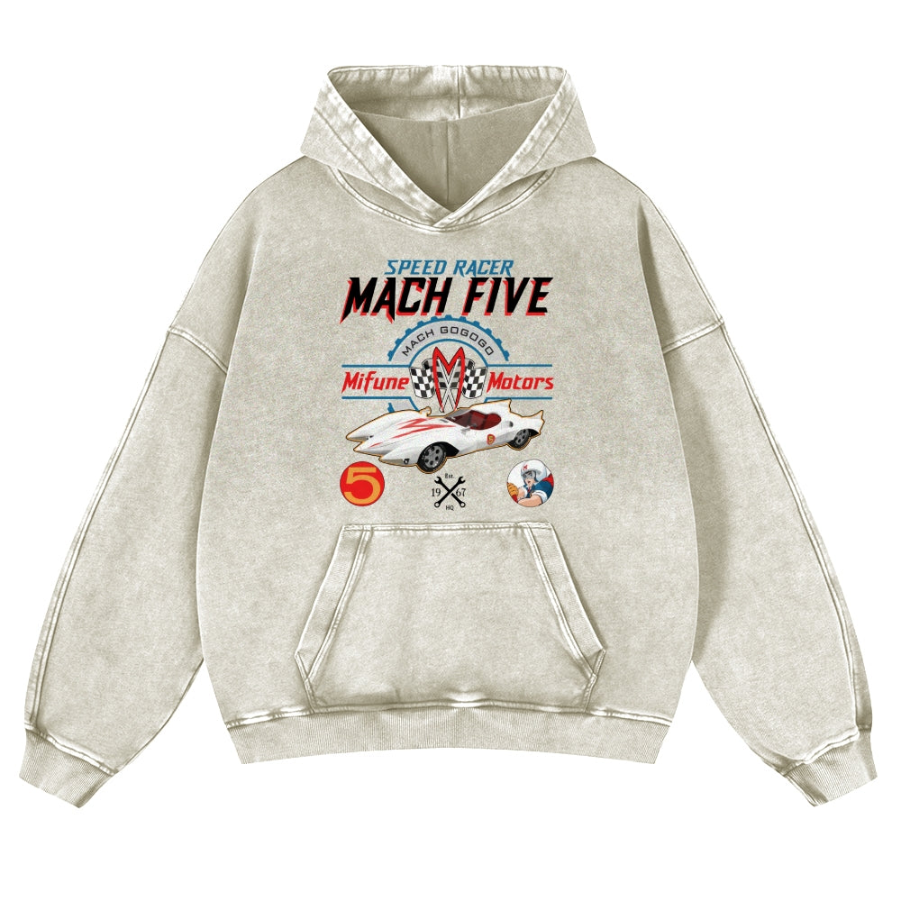 Speed Racing Car Vintage Washed Thick Cotton Hoodie