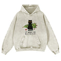 Christmas Black Cat Vintage Washed Thick Cotton Hoodie