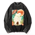 Frog Warrior Vintage Cotton Wash Crewneck Long-Sleeve T-Shirt