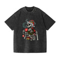 Christmas Skull Vintage Wash Japanese Design T-Shirt