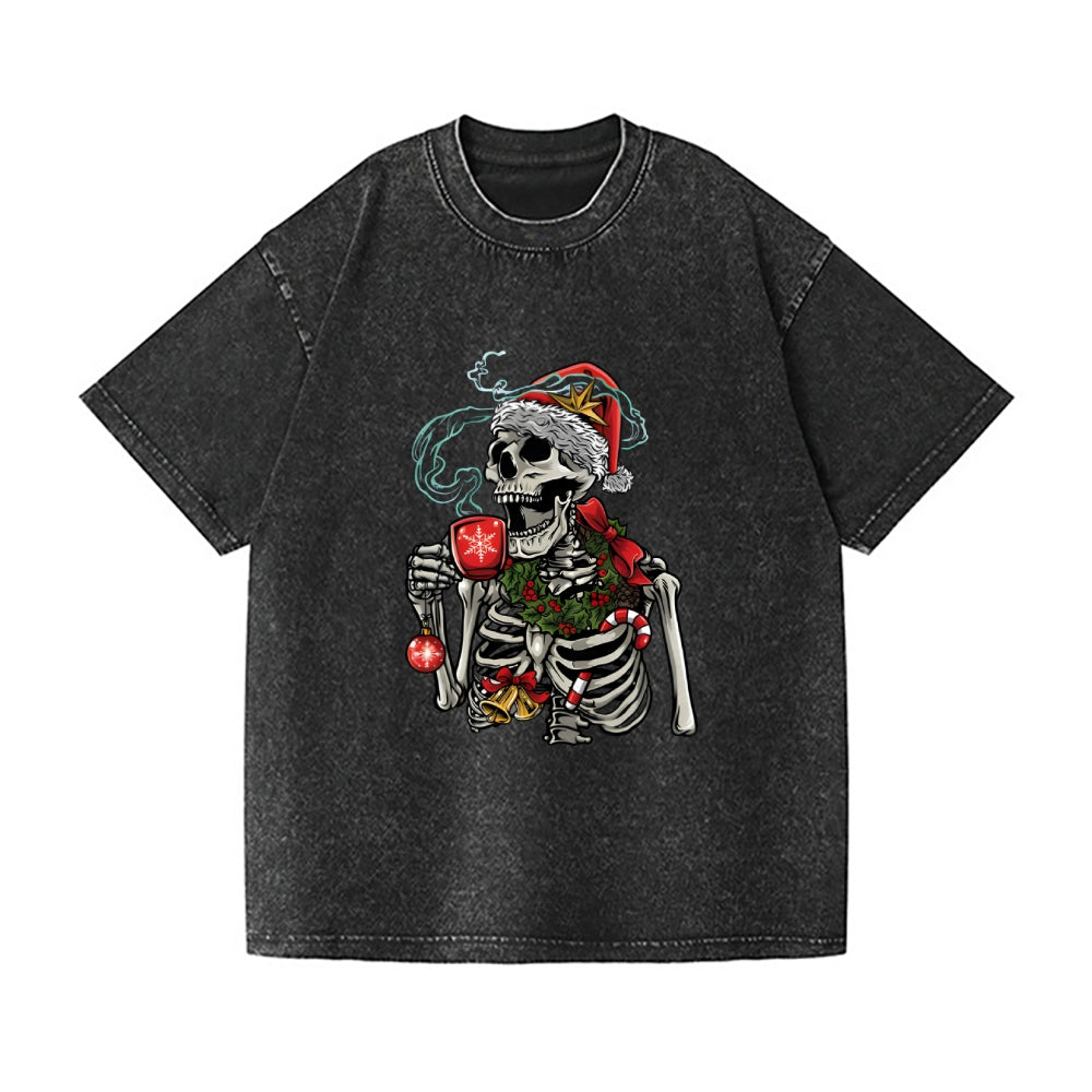 Christmas Skull Vintage Wash Japanese Design T-Shirt